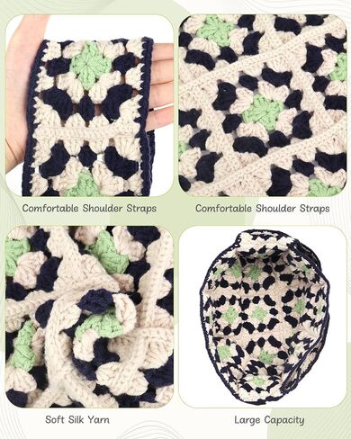 Aeelike Crochet Bag Kit, Shoulder Bag Crochet Kit Crochet Tote Bag Kit for Beginners with Step-by-Step Instructions & Crochet Accessories Tools for Adults Kids Crocheting Lovers, Crochet Gift in Saudi Arabia