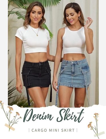 Women Cargo Skirt Denim Mini Low Waist Y2K Jean Skirts with Pockets in Saudi Arabia