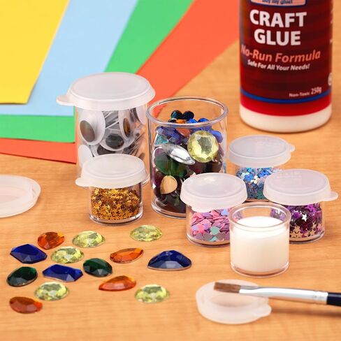 Creative Mark Assorted Pack of 14 Storage Cups - 8 Small 10 ml & 6 Large 45 ml Durable Clear Plastic Paint Containers with Lids for Artists, Students, Professionals in Saudi Arabia