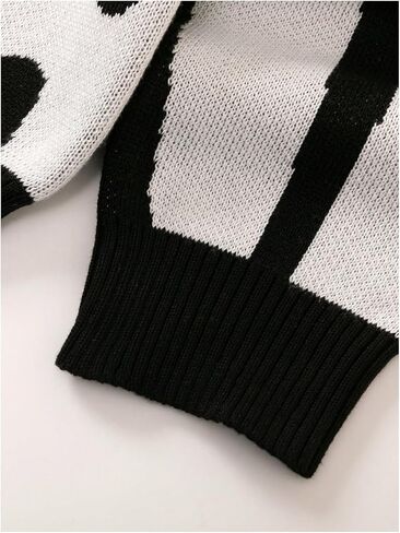 Floerns Boy's Graphic Long Sleeve Pullovers Crew Neck Knitted Drop Shoulder Sweaters in Saudi Arabia