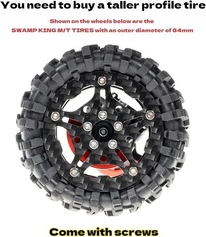 RampCrab 1.8" (46mm) Super Wheels, Carbon fibre Beadlock Wheels, fit for SCX24, TRX4M, FCX24, CR18P, Style F in Kuwait