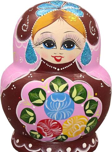 10 قطع من دمى التعشيش الخشبية الجميلة المصنوعة يدويًا من Moonmo هدية التعشيش الروسية دمى التمنيات البيضاء الجميلة على شكل زهرة ماتريوشكا التقليدية. … in Kuwait