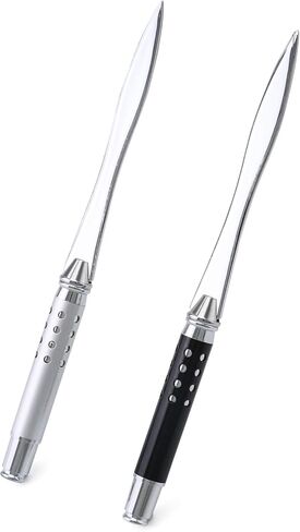 QWORK 2 Pack Metal Letter Opener - Ergonomic Grip Envelope Slitter, Sleek Sword-like Cutter with Safe Edge, Durable Powder-Coated Finish - Versatile Paper Cutter for Office & Outdoor Use in Saudi Arabia