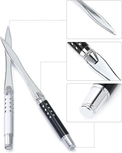 QWORK 2 Pack Metal Letter Opener - Ergonomic Grip Envelope Slitter, Sleek Sword-like Cutter with Safe Edge, Durable Powder-Coated Finish - Versatile Paper Cutter for Office & Outdoor Use in Saudi Arabia