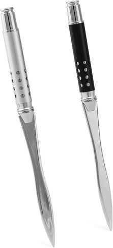 QWORK 2 Pack Metal Letter Opener - Ergonomic Grip Envelope Slitter, Sleek Sword-like Cutter with Safe Edge, Durable Powder-Coated Finish - Versatile Paper Cutter for Office & Outdoor Use in Saudi Arabia