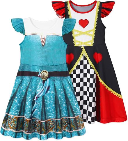 Jurebecia 2Pcs Girls Nightgowns Princess Nightgown Sleepwear Pajamas Flutter Short Sleeves Nightdress Nightie Dress for Kids in Saudi Arabia