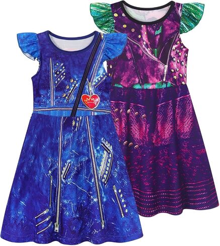 Jurebecia 2Pcs Girls Nightgowns Princess Nightgown Sleepwear Pajamas Flutter Short Sleeves Nightdress Nightie Dress for Kids in Saudi Arabia