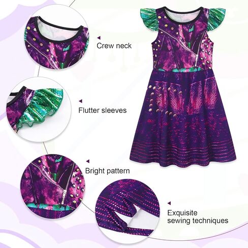 Jurebecia 2Pcs Girls Nightgowns Princess Nightgown Sleepwear Pajamas Flutter Short Sleeves Nightdress Nightie Dress for Kids in Saudi Arabia