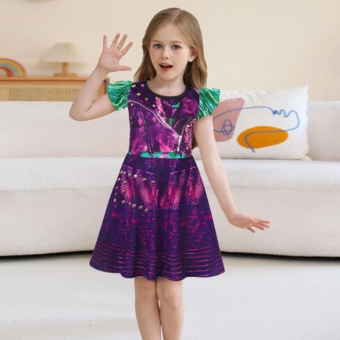 Jurebecia 2Pcs Girls Nightgowns Princess Nightgown Sleepwear Pajamas Flutter Short Sleeves Nightdress Nightie Dress for Kids in Saudi Arabia