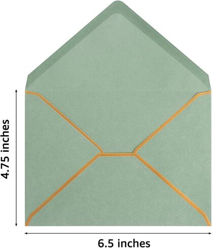 50 Pack A6 Envelopes 4x6 Card Envelopes 6.5x4.75 Self-Adhesive V Flap Envelopes with Gold Border for Office, Wedding Gift Cards, Invitations, Graduation, Baby Shower, Parties (Sage Green, 4x6) in Saudi Arabia