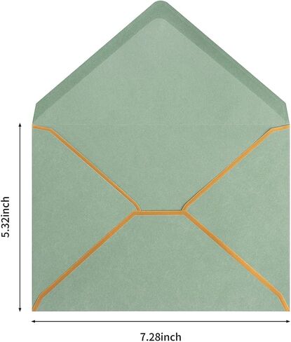 50 Pack A6 Envelopes 4x6 Card Envelopes 6.5x4.75 Self-Adhesive V Flap Envelopes with Gold Border for Office, Wedding Gift Cards, Invitations, Graduation, Baby Shower, Parties (Sage Green, 4x6) in Saudi Arabia