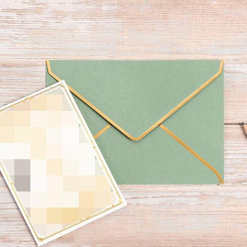 50 Pack A6 Envelopes 4x6 Card Envelopes 6.5x4.75 Self-Adhesive V Flap Envelopes with Gold Border for Office, Wedding Gift Cards, Invitations, Graduation, Baby Shower, Parties (Sage Green, 4x6) in Saudi Arabia
