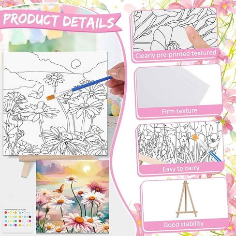 Tenceur 12 Sets Ramadan Pre Drawn Painting Canvas Kit for Adults & Kids Pre Printed Stretched Canvas with Mini Easels, Acrylic Paints and Brushes DIY Islamic Art Craft for Eid, Party and Home Decor in Kuwait