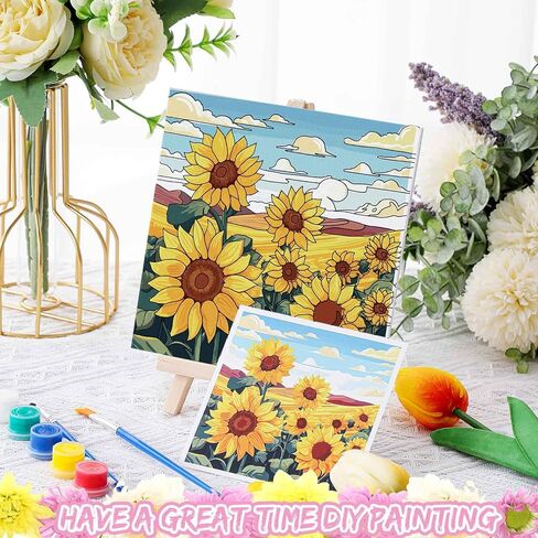 Tenceur 12 Sets Ramadan Pre Drawn Painting Canvas Kit for Adults & Kids Pre Printed Stretched Canvas with Mini Easels, Acrylic Paints and Brushes DIY Islamic Art Craft for Eid, Party and Home Decor in Kuwait