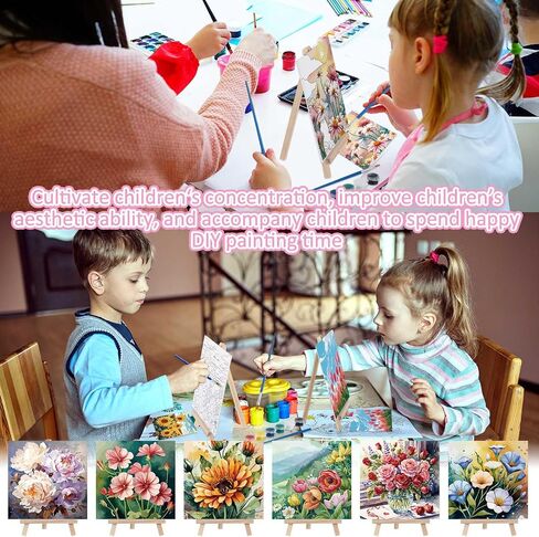 Tenceur 12 Sets Ramadan Pre Drawn Painting Canvas Kit for Adults & Kids Pre Printed Stretched Canvas with Mini Easels, Acrylic Paints and Brushes DIY Islamic Art Craft for Eid, Party and Home Decor in Kuwait