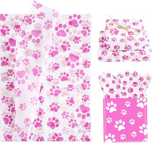 30 Tissue Paper Sheets, 14x20 inch Dog Paw Tissue Paper Gift Wrap Paper for Gift Bag Packaging Christmas Wedding Birthday Party Art DIY Crafts Supplies (Orange) in Saudi Arabia