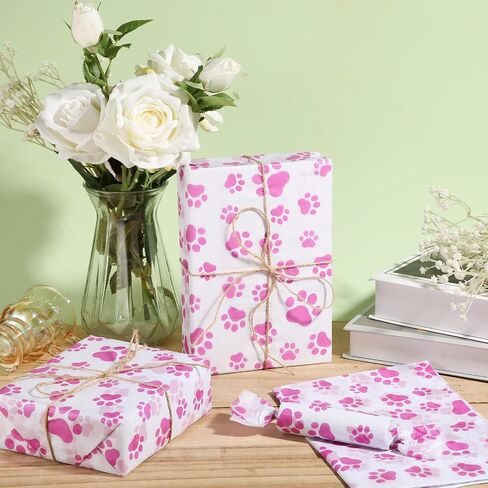 30 Tissue Paper Sheets, 14x20 inch Dog Paw Tissue Paper Gift Wrap Paper for Gift Bag Packaging Christmas Wedding Birthday Party Art DIY Crafts Supplies (Orange) in Saudi Arabia