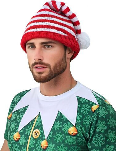 LINOCOUTON Mens Womens Christmas Hat Santa Striped Knitted Beanies for Adults in Saudi Arabia