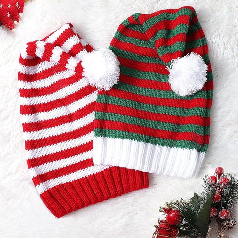 LINOCOUTON Mens Womens Christmas Hat Santa Striped Knitted Beanies for Adults in Saudi Arabia