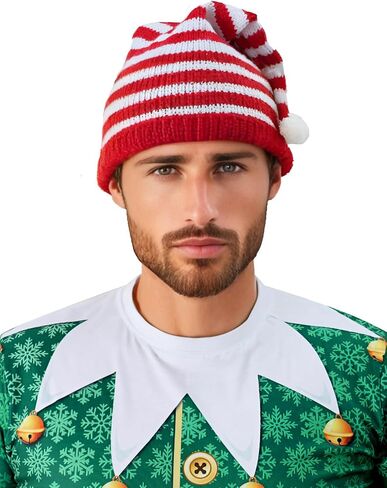 LINOCOUTON Mens Womens Christmas Hat Santa Striped Knitted Beanies for Adults in Saudi Arabia