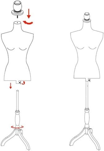 Female Dress Form Mannequin Torso Adjustable Height Mannequin Body with Tripod Stand for Clothing Dress Jewelry Display, Beige Printing in Kuwait