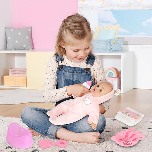 deAO دمية طفل 12 بوصة مع حقيبة ظهر حاملة Playset 14 قطعة دمية طفل ناعمة مع ملابس زجاجة وإكسسوارات مجموعة دمية طفل لعبة للأطفال الصغار in Saudi Arabia