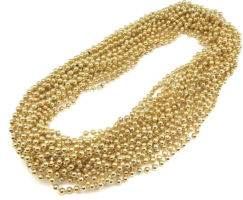 Oojami 72 قطعة 33 بوصة 07 مم ذهبي معدني اللون ماردي غرا الخرز قلادة مطرزة مثالية لليلة رأس السنة الجديدة، وحفلات الذكرى السنوية، ومفضلات الحفلات، وديكورات الطاولة المركزية in Kuwait