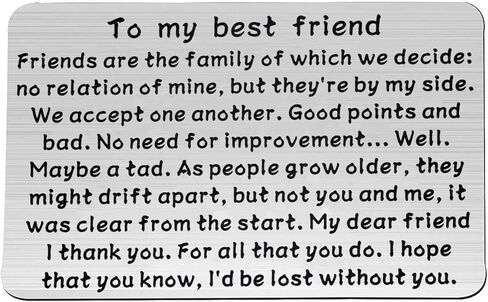 bobauna Friendship Wallet Card Insert to My Best Friend Friends are The Family of Which We Decide No Relation of Mine But They're by My Side in Saudi Arabia