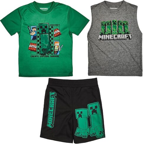Bioworld 3-Pack Boy's Short Sleeve Tee, Muscle Tank, Athletic Shorts Set in Saudi Arabia
