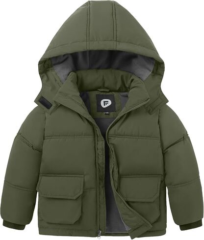 Boys Winter Coat Kids' Thick Puffer Jackets with Removable Hood Warm Quilted Coats in Saudi Arabia