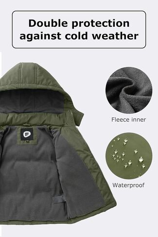 Boys Winter Coat Kids' Thick Puffer Jackets with Removable Hood Warm Quilted Coats in Saudi Arabia