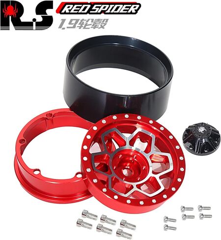 REDSPIDER 1.9 Beadlock Wheels（4pcs） Aluminum 1.9 Wheels 12mm Hex for 1/10 RC Crawler SCX10 Pro TRX4 TRX6 VS4-10 Gen8 1.9 Crawler Wheels (Black) in Kuwait