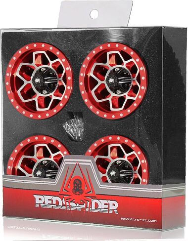 REDSPIDER 1.9 Beadlock Wheels（4pcs） Aluminum 1.9 Wheels 12mm Hex for 1/10 RC Crawler SCX10 Pro TRX4 TRX6 VS4-10 Gen8 1.9 Crawler Wheels (Black) in Kuwait