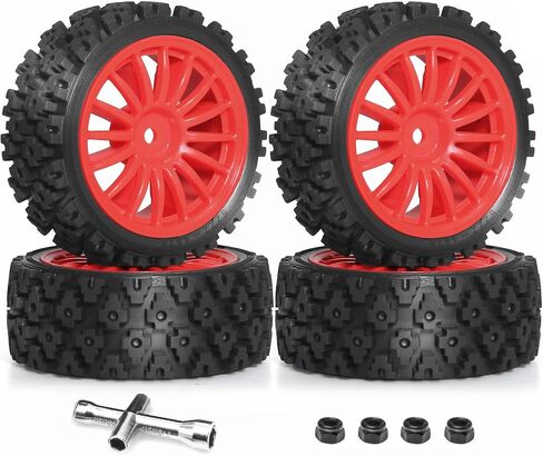 1/10 RC Wheels and Tires，70mm On Road Rubber Tires， for HPI Ken Block's Tamiya XV01 TT01 TT02B Kyosho FAZER MK2 Lc Racing PTG HSP RGT RC 3RACING D5 1/10 RC Rally Car (Black) in Kuwait