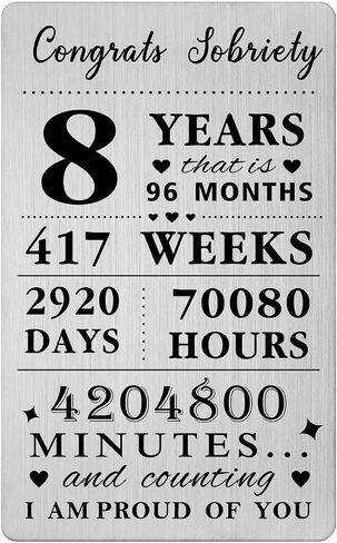 Gezxin 8 Year Sobriety Card For Men Women- 8th 8 Year Sober Gifts- Silver Recovery Presents in Kuwait