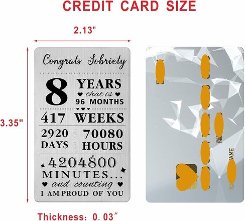 Gezxin 8 Year Sobriety Card For Men Women- 8th 8 Year Sober Gifts- Silver Recovery Presents in Kuwait