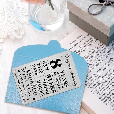 Gezxin 8 Year Sobriety Card For Men Women- 8th 8 Year Sober Gifts- Silver Recovery Presents in Kuwait