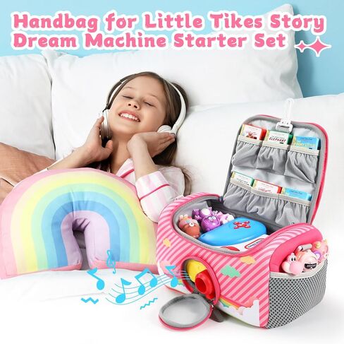 حقيبة حمل متوافقة مع مجموعة Little Tikes for Story Dream Machine Books Starter Set، حقيبة حمل تخزين لـ Little Tikes for Storytime Audio Play Real for Littles Character Collection (قوس قزح) in Kuwait