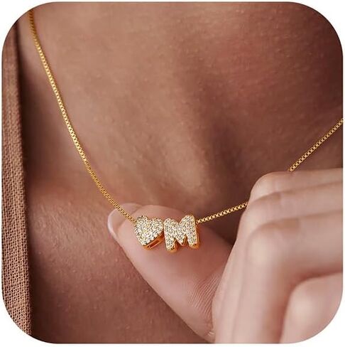 Turandoss Gold Heart Initial Necklace for Women - Dainty 18K Gold Plated Personalized Heart Letter Necklace Trendy Simple Cute Letter Necklace Gold Jewelry Birthday Gifts for Women Girls in Kuwait