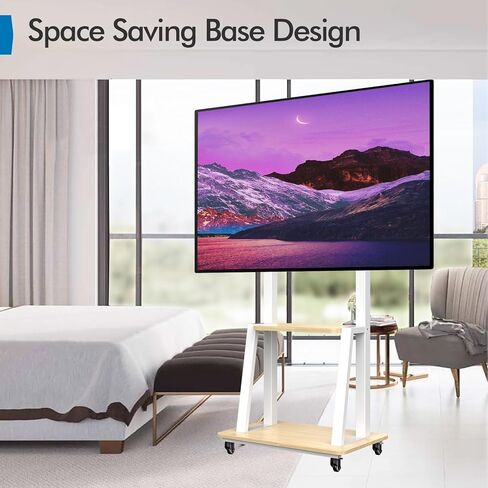Mobile TV Stand for 32 to 75 Inch TVs, All Hardware Include Tilt & Height Adjustable Rolling TV Stand with Lockable Wheels up to 110lbs, Laptop Shelf Portable Outdoor Floor Stand Max VESA 600x400 in Kuwait