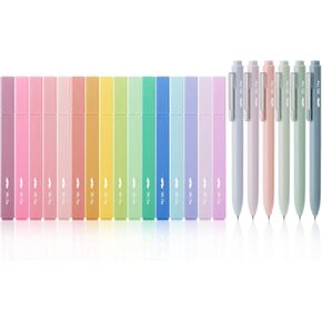 Mr. Pen- Aesthetic Highlighters and Gel Pens, 22 Pack, Assorted Colors Bible Highlighters No Bleed, Black Ink Gel Pens, Cute Highlighter Pens, No Bleed Highlighters for Bibles, Aesthetic Gel Pens