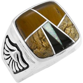 Turquoise Ring Sterling Silver 925 for Men Genuine Gemstones Size 9 to 13