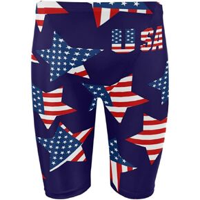Mens Swim Jammers American Stars Flag Quick Dry Athletic Swimsuit