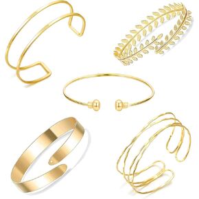 Gold Arm Cuff Upper Arm Band Cuff Bracelet Bangle for Women Adjustable Armband Greek Arm Cuff Goddess Jewelry Set
