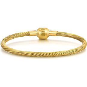 CHOW SANG SANG Twisted Stainless Steel Sunshine Gold Bracelet for Women 17cm