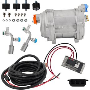 12V DC Automotive Electric A/C Compressor Kit - Universal Replacement A/C Compressor with External Control Panel Core for RVs, Campers, Trucks & Buses