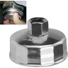 64mm 14 Flutes Oil Filter Socket for Lexus, Scion, Toyota Oil Filter Wrench Oil Filter Cap Removal Tool Chrome Vanadium Steel Oil Filter Wrenches, Silver