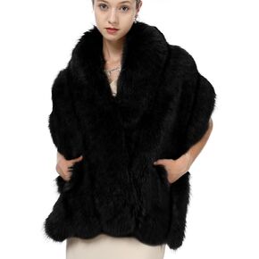 LA CARRIE Women Wedding Faux Fur Long Shawl Bridal Cape Party Stole Winter Scarf Soft Cover Up Shrug Gown Wrap
