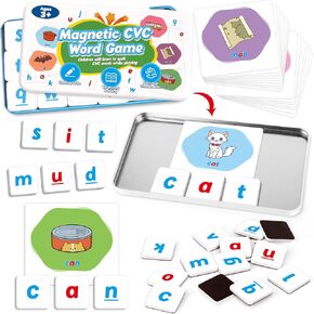 CVC Word Games,Magnetic Letters & Flash Cards,Phonics Games,Alphabet Learning Toys, Refrigerator Fridge ABC Magnets for Kids,Speech Therapy Toys for Toddler,Spelling for Preschool Classroom