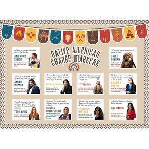 مجموعة لوحة إعلانات شهر التراث الأمريكي الأصلي، لوحة إعلانات قادة شهر التاريخ الهندي الأمريكي، ديكورات الفصول الدراسية الأمريكية الأصلية in Kuwait